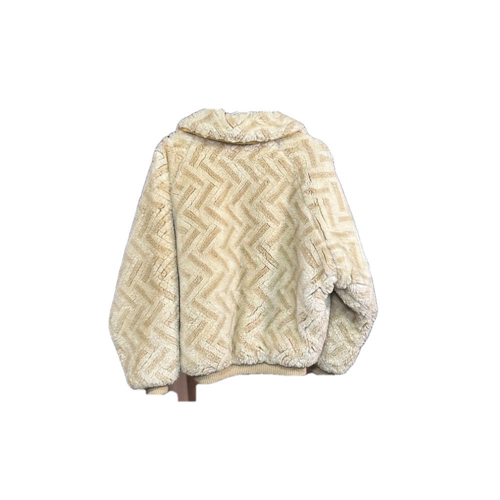 Vintage Weather Tamer Size 14 Neutral Tan Cream Faux Shearling Jacket - Picture 6 of 6